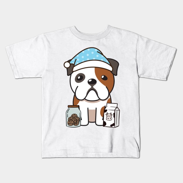 Funny Bulldog is having a midnight snack Kids T-Shirt by Pet Station